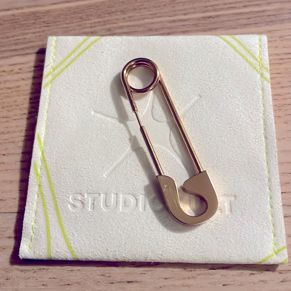 Oversized “Safety First” One Single Earring in Gold by Studio Cult